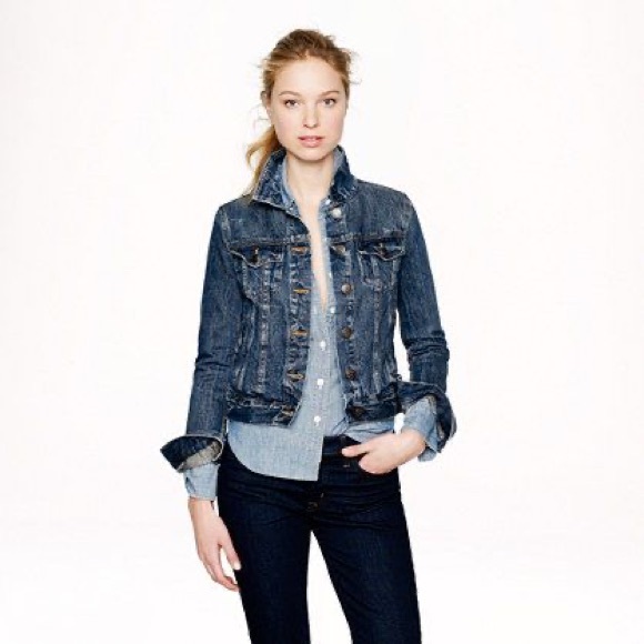J crew indigo denim jean trucker jacket, medium